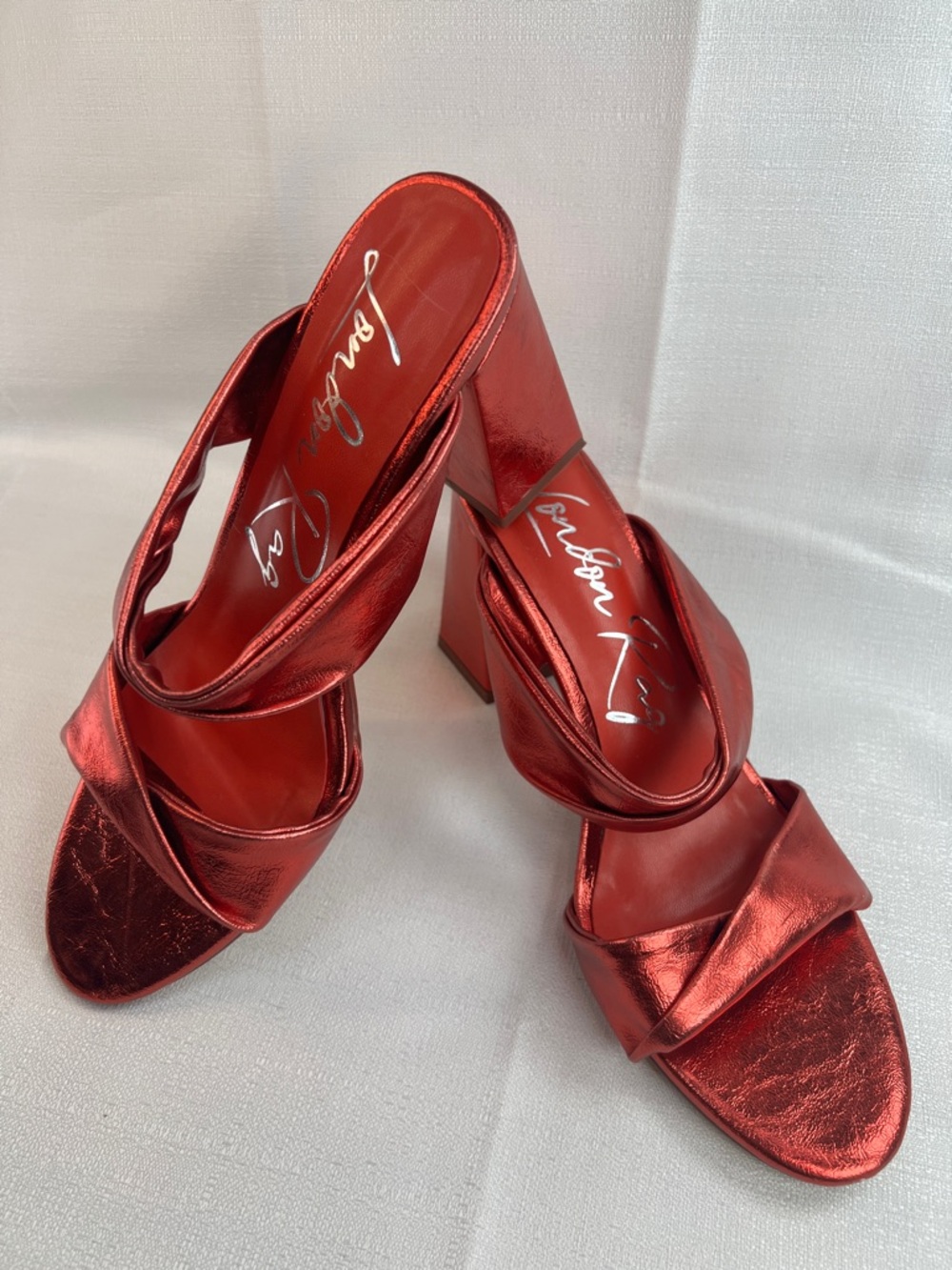 London Rag, metallic red chunky heels